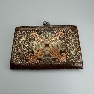 Vintage Italian Leather Gold Embossed Coin Purse Made in Italy *READ*